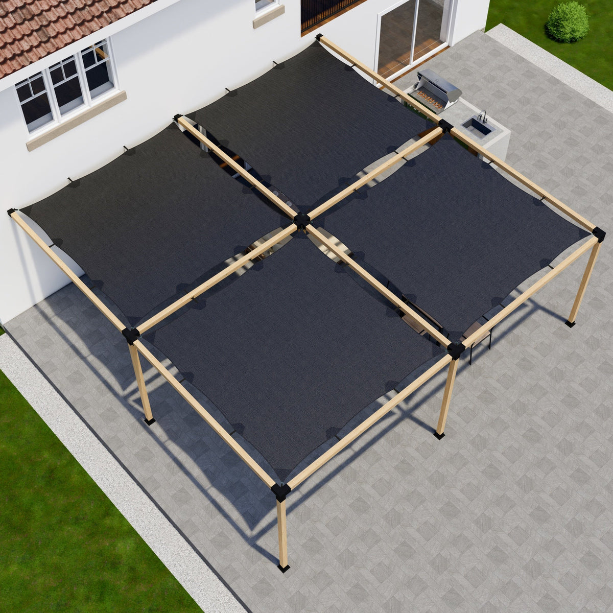 Pergola 16' x 20' avec couvertures d’ombrage