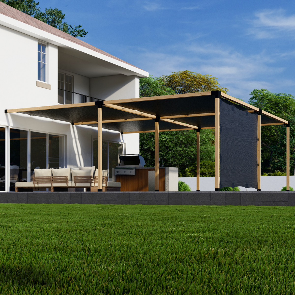 Kit pour pergola avec toiles pare-soleil