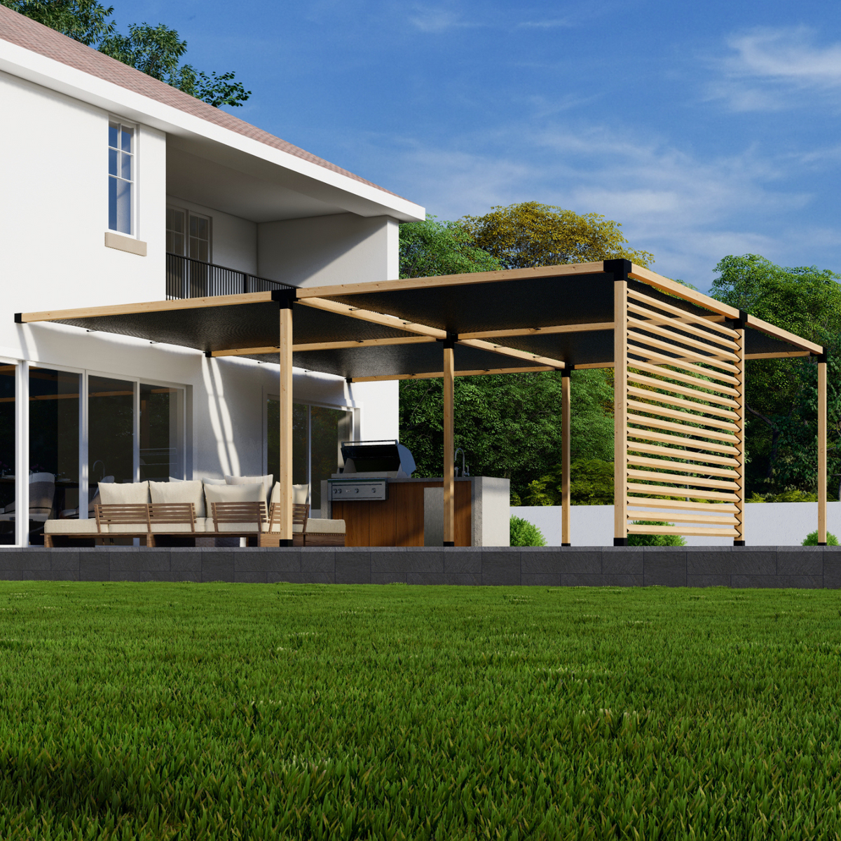 Kit de supports pour construire une pergola au-dessus d’une terrasse