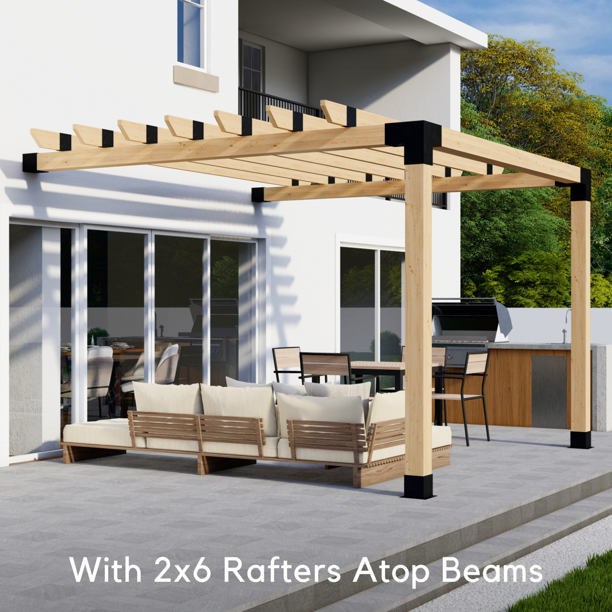 Pergola adossée à la maison 6' x 8' avec toit