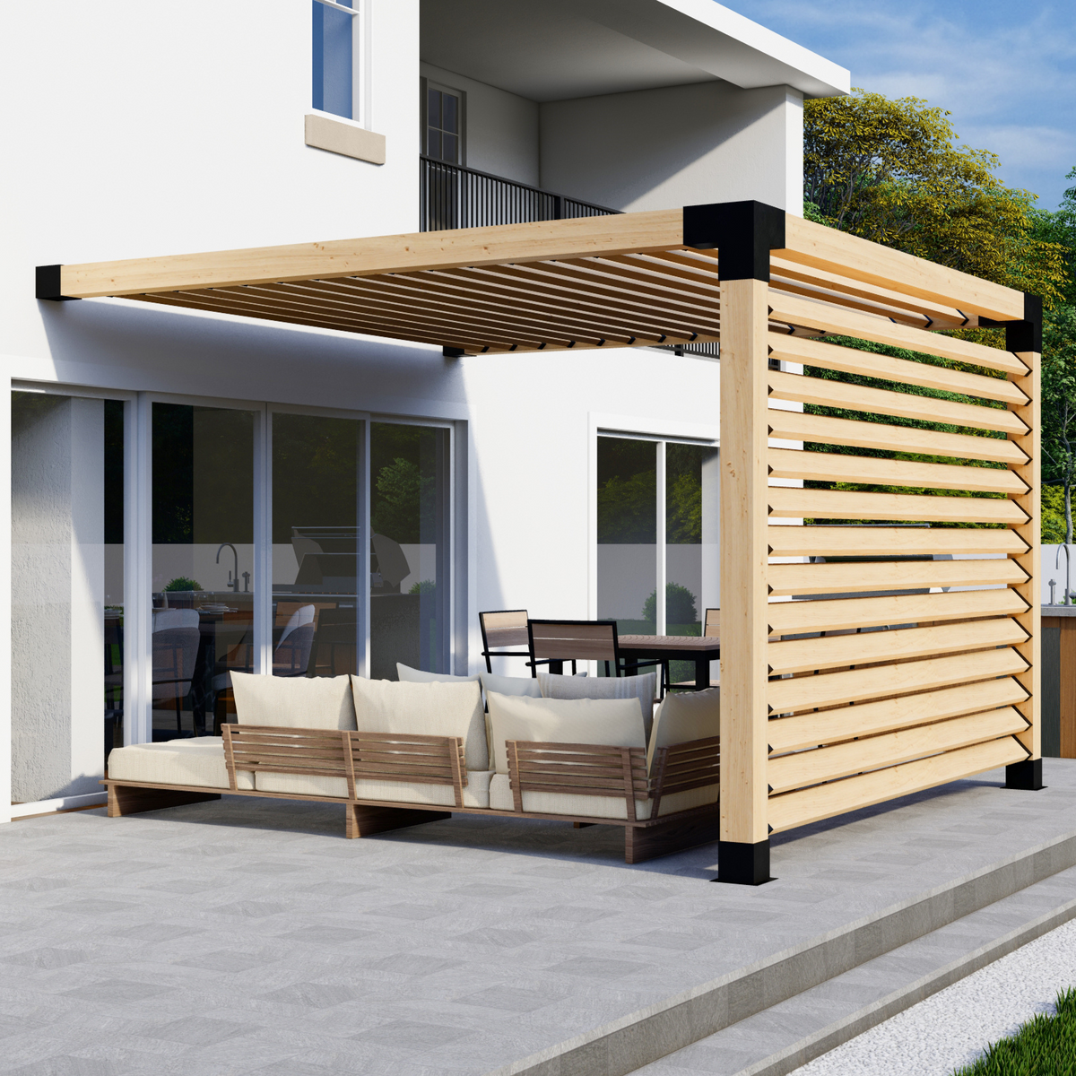 Kit pour pergola avec une paroi
