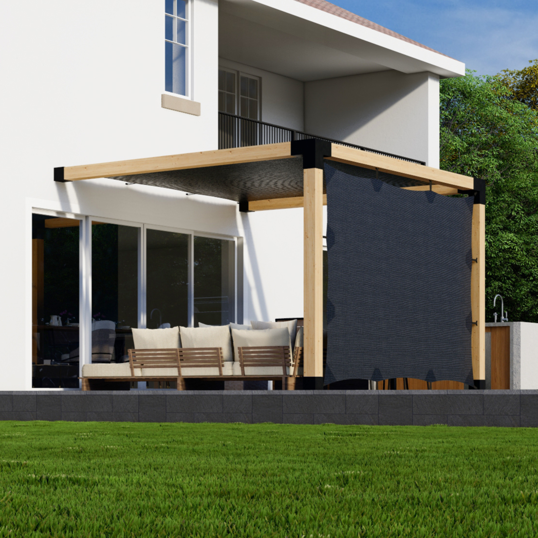 Kit de pergola couverte d’une toile d’ombrage