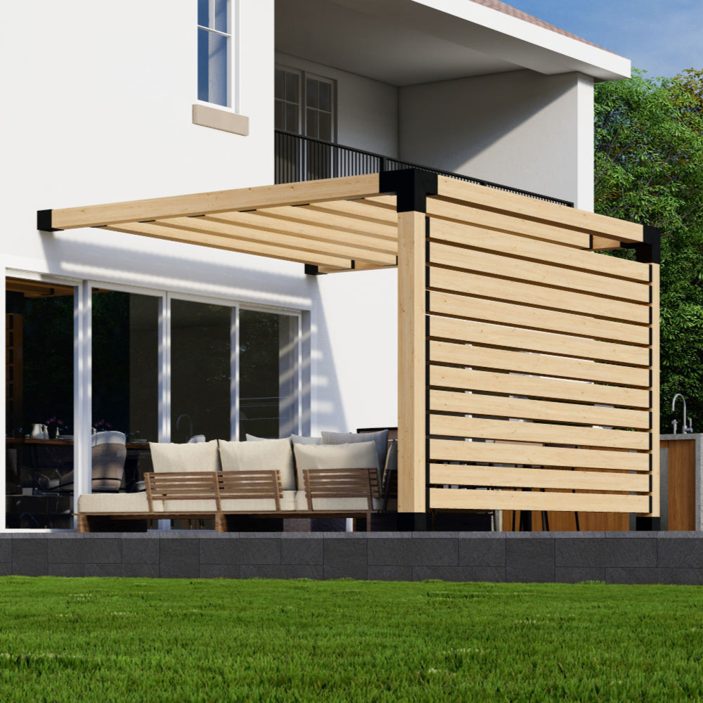 Kit de pergola pour petite terrasse – Pour pergola adossée de toute taille jusqu’à 12' x 12'