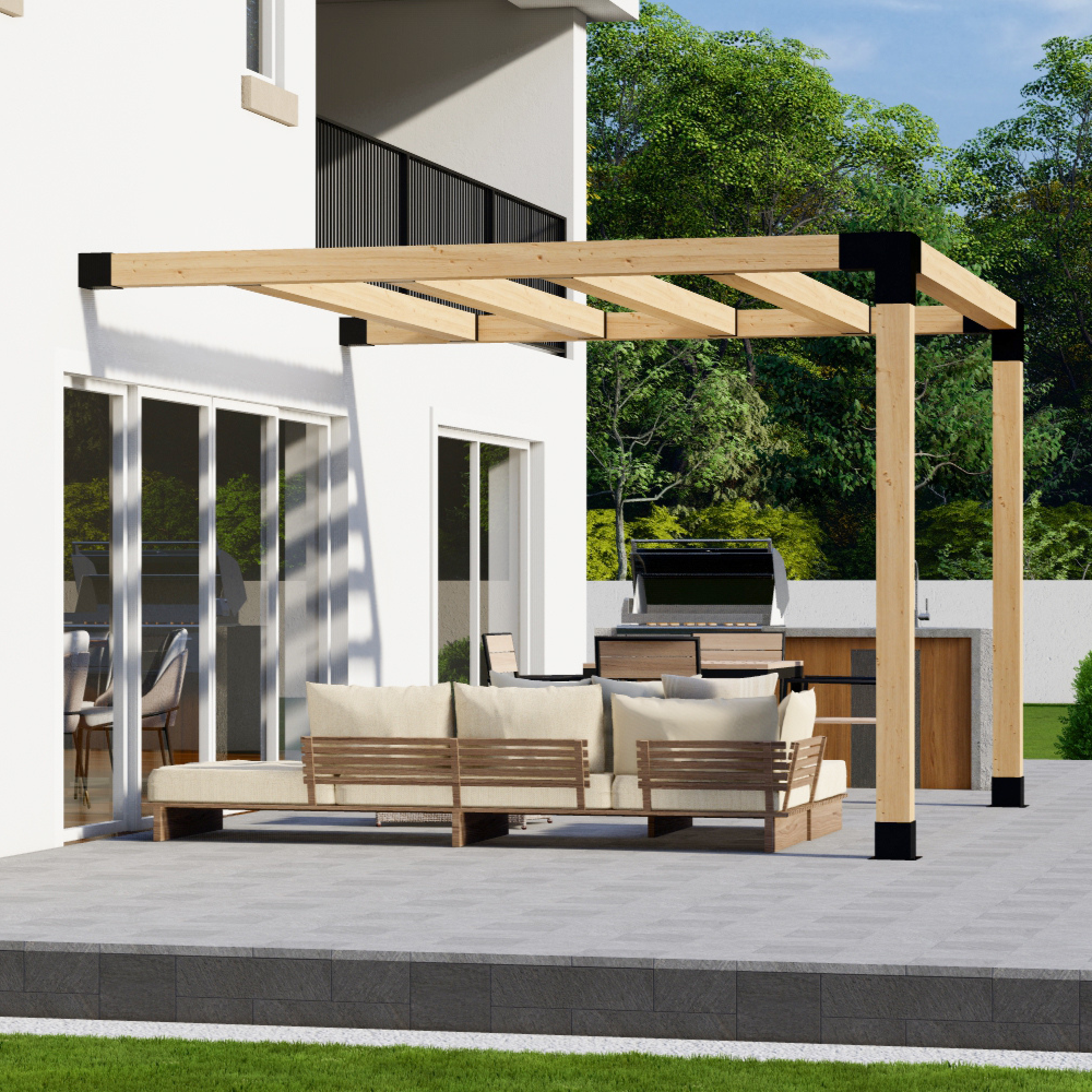 Kit DIY de pergola à 2 poteaux – Pour pergola adossée jusqu’à 12x12