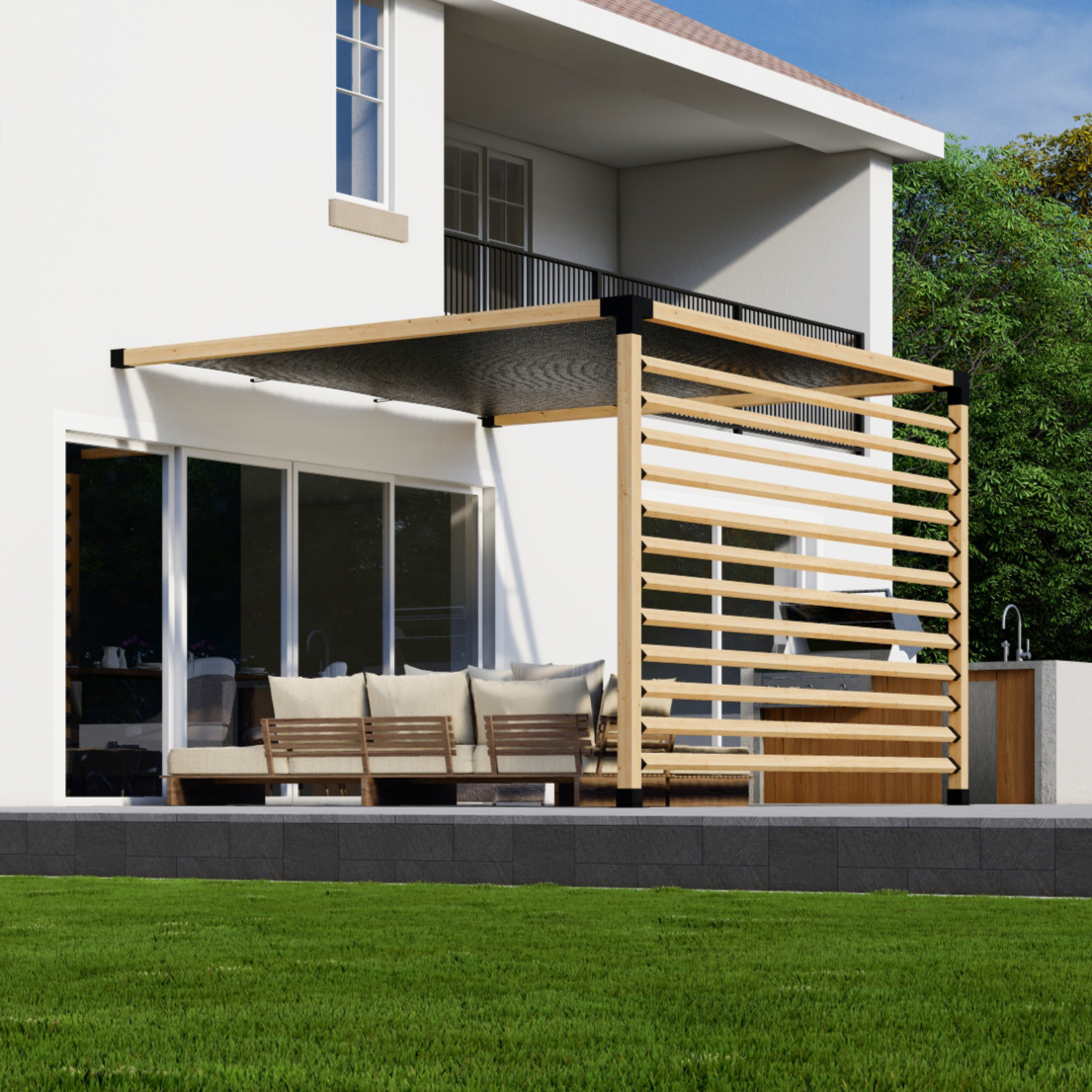 Kit de pergola à 2 poteaux – Pour pergola adossée de toute taille jusqu’à 12' x 12'