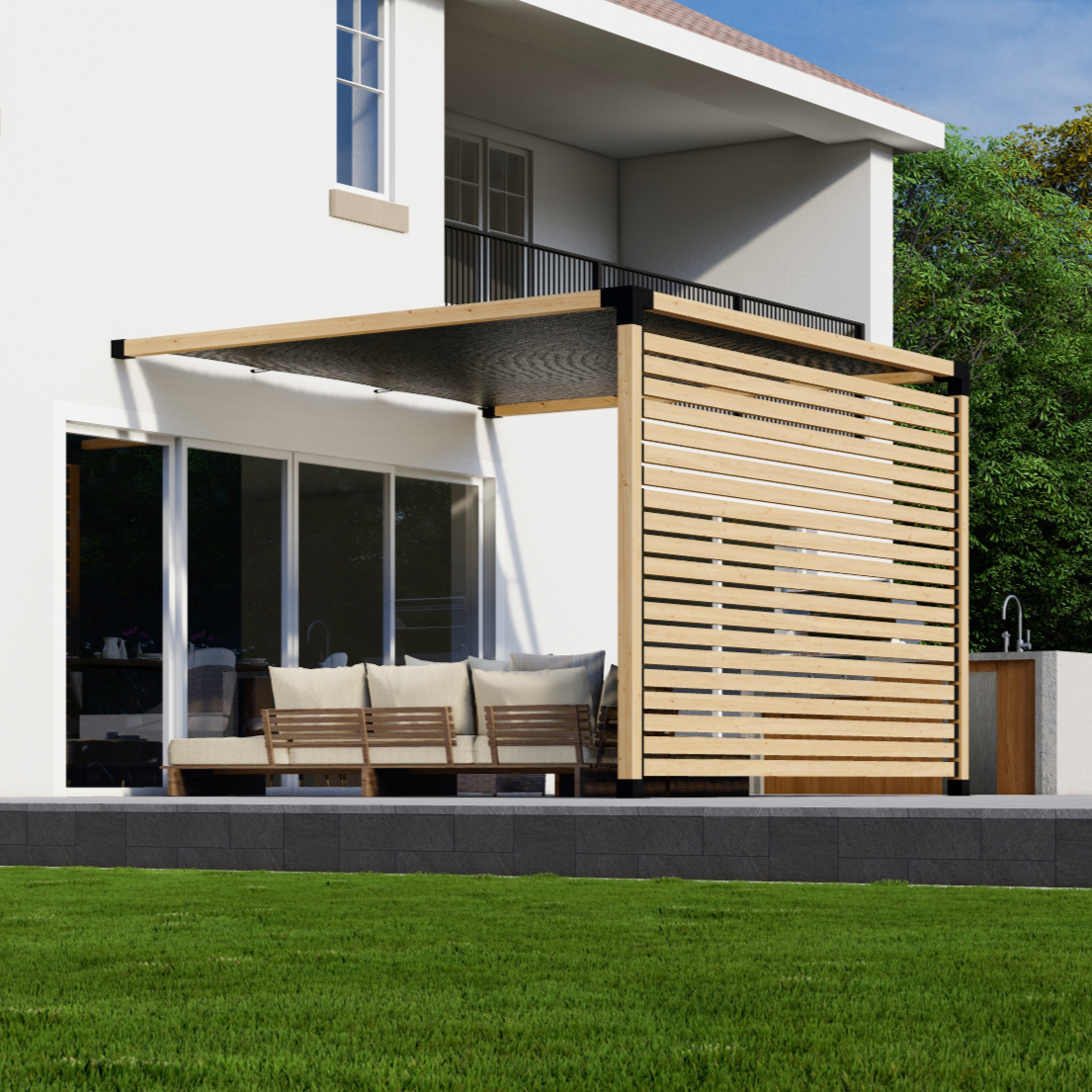Kit pour pergola de terrasse avec toile d’ombrage