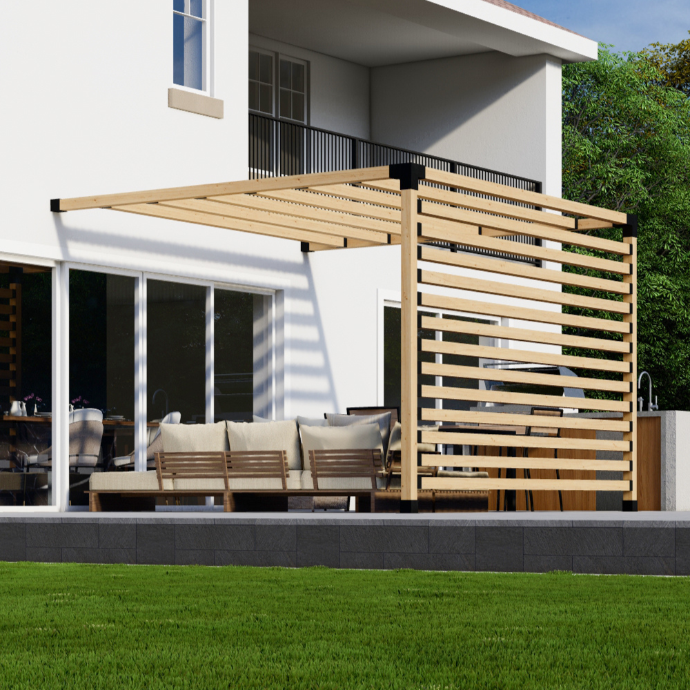 Kit pour pergola sur petite terrasse – Pour pergola adossée de toute taille jusqu’à 12' x 12'