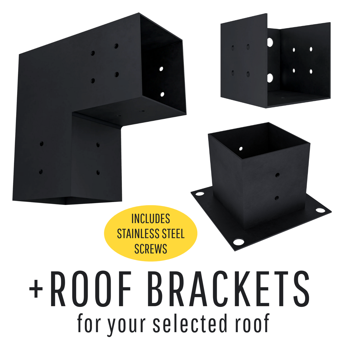 Kit DIY de supports pour pergola triangulaire adossée avec poteaux de toit – Toute taille jusqu’à 12' x 12'