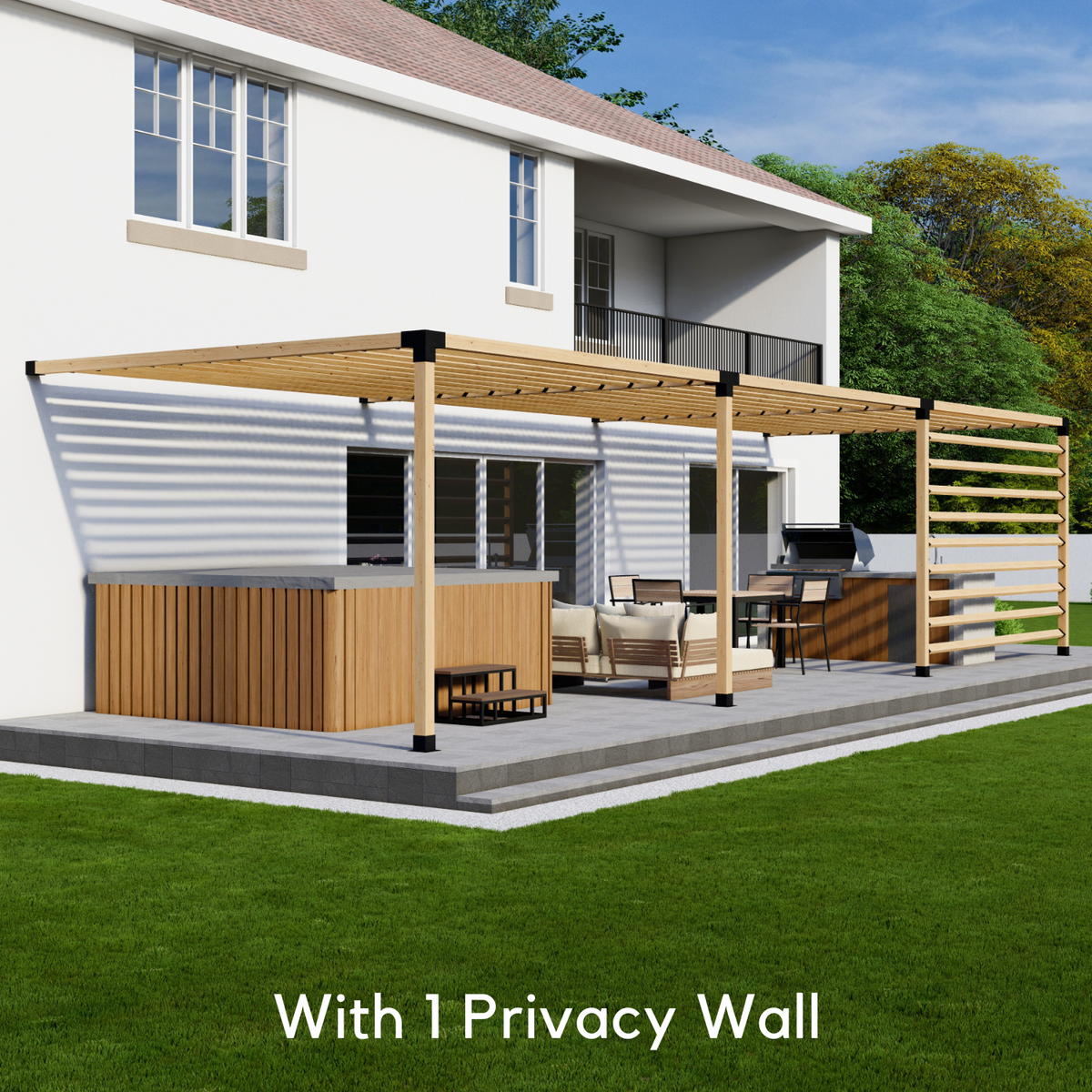 Kit pour pergola avec toit adossée à la maison