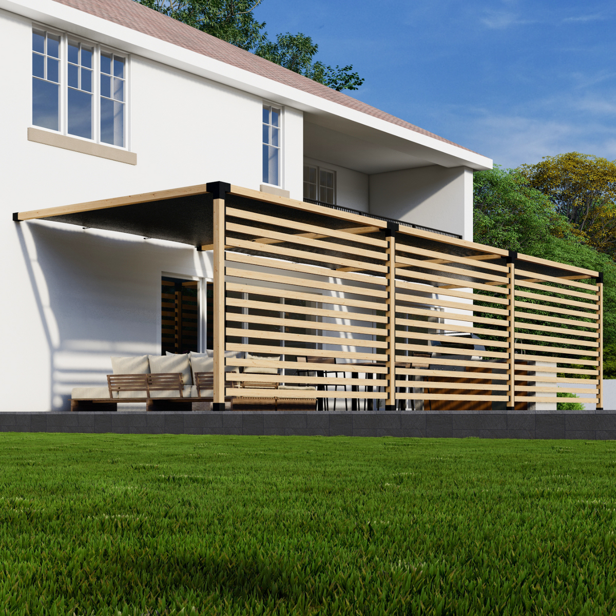 Kit pour ajouter une pergola à l’arrière de la maison