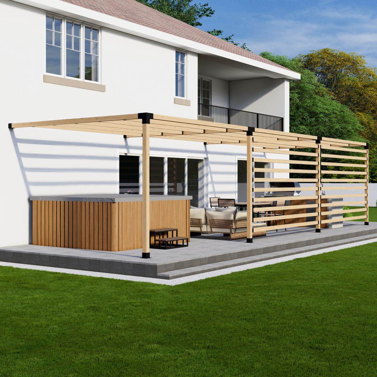 Kit pour pergola extérieure avec parois latérales
