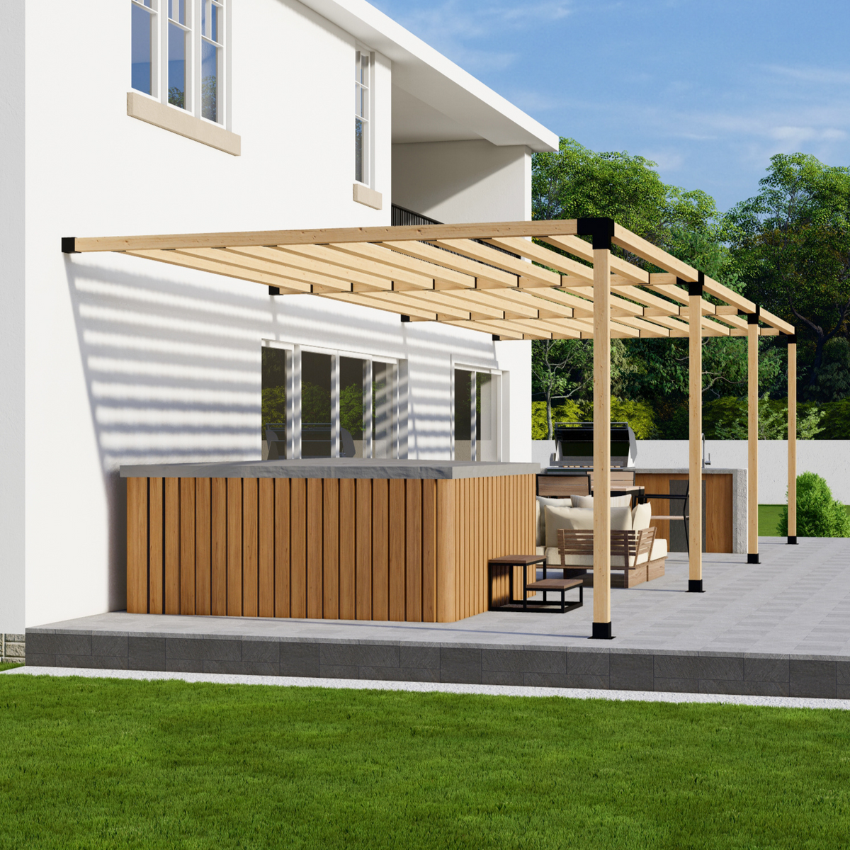Kit pour pergola intégrée à une terrasse
