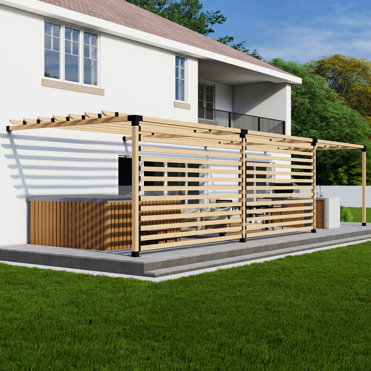 Ensemble de supports noirs pour pergola