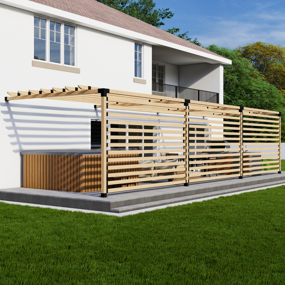 Kit pour pergola adossée au côté de la maison