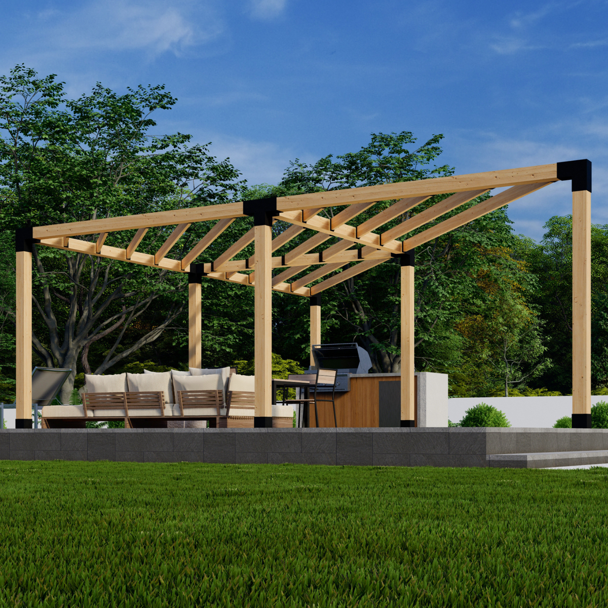 Kit de supports pour construire une pergola d’angle