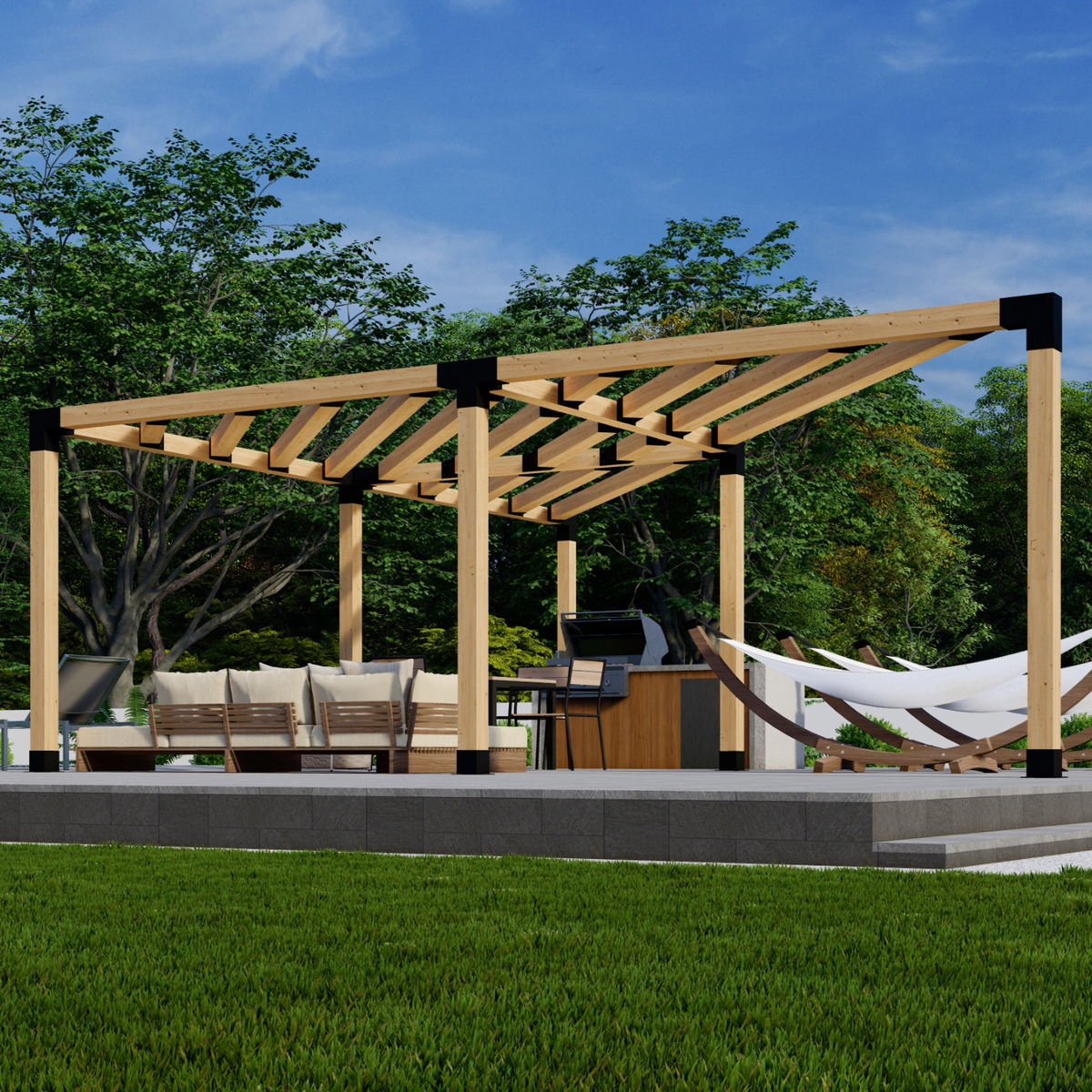 Kit de pergola d’angle pour jardin