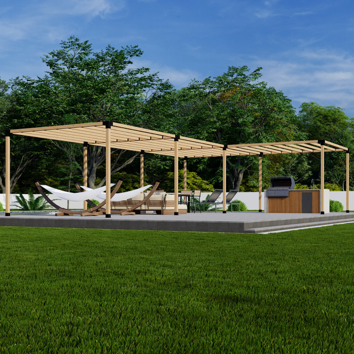 Kit de supports pour pergola en L avec toit