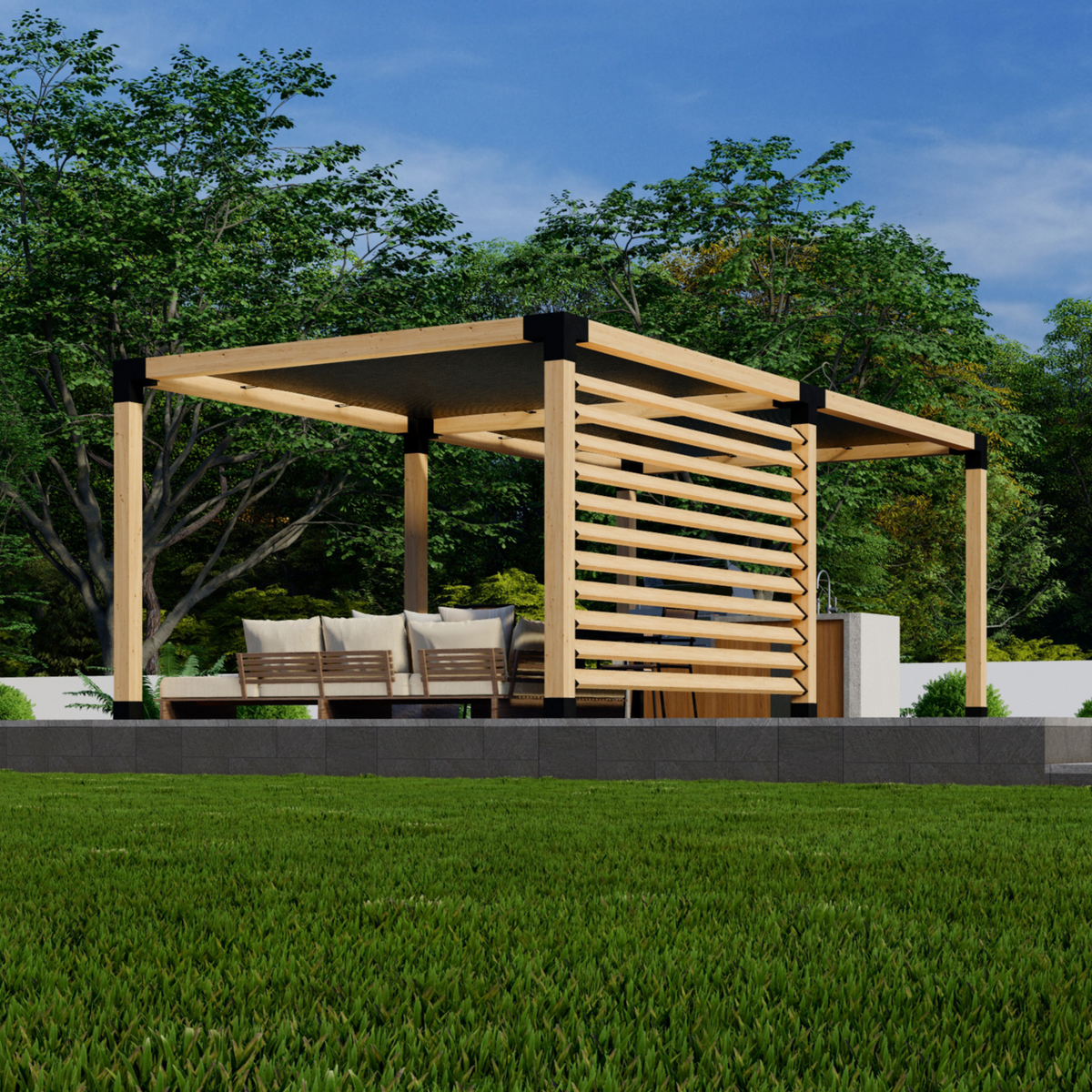 Kit pour pergola avec toiles de toit en tissu