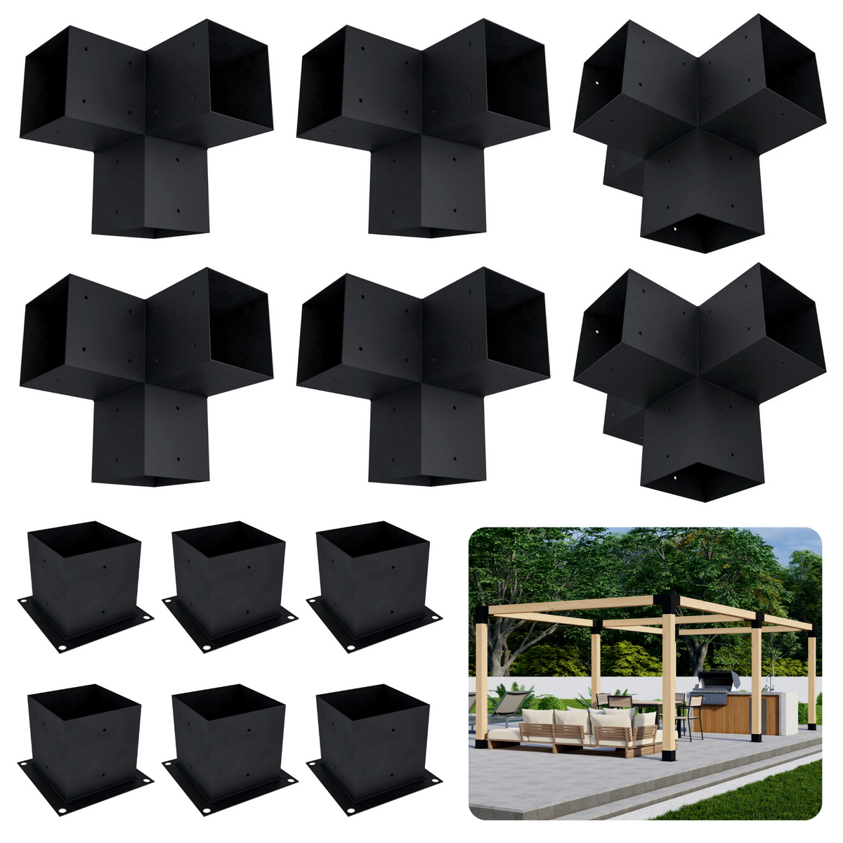 Kit DIY de supports pour structure de pergola autoportante – Toute taille jusqu’à 24' x 12'