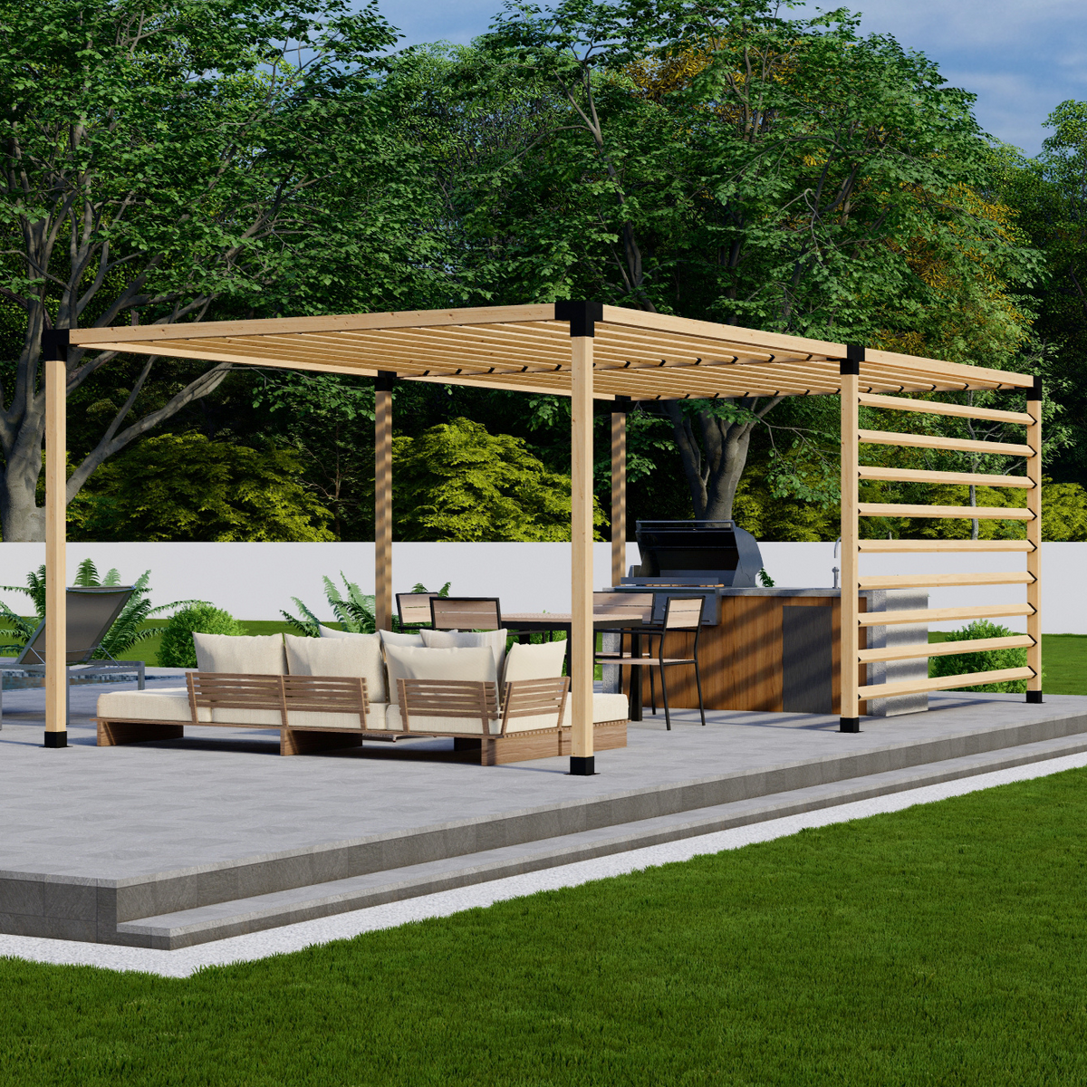 Kit de supports pour pergola en bois avec toit couvert