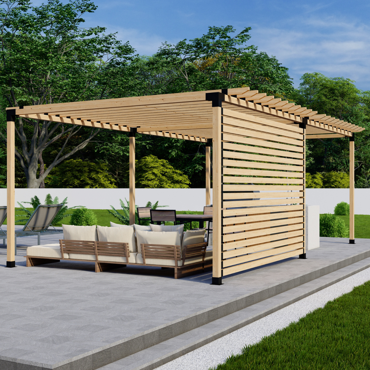 Kit pour pergola autoportante avec paroi