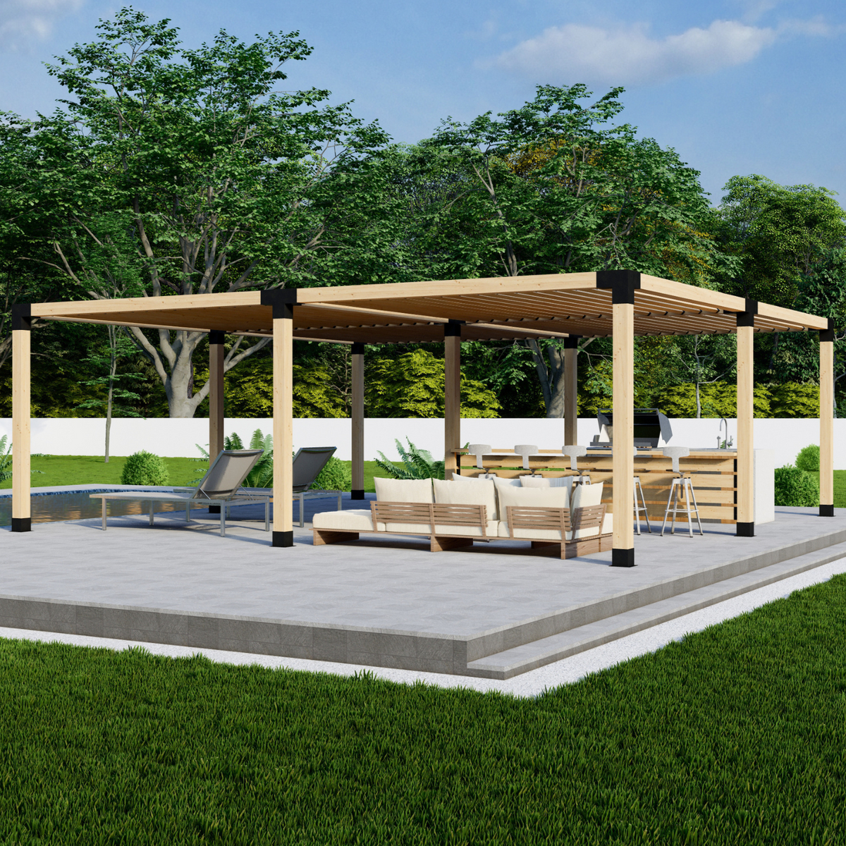 Kit de pergola en bois (supports en acier et quincaillerie)