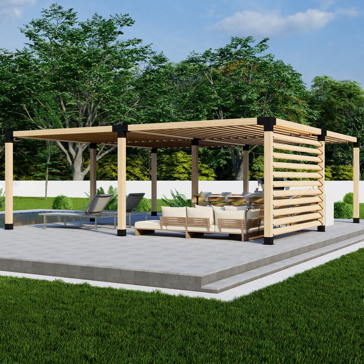 Kit de supports métalliques contemporains pour pergola