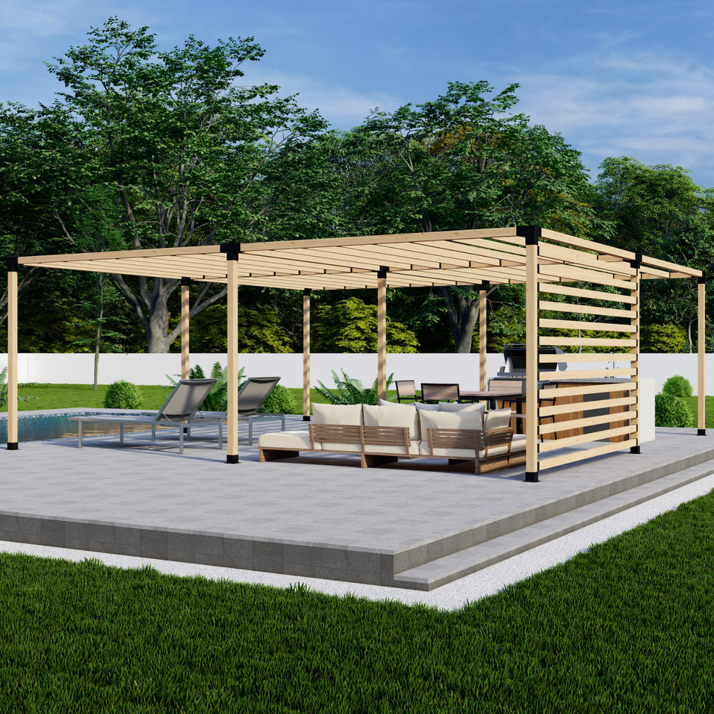 Kit DIY pour pergola moderne avec paroi d’intimité