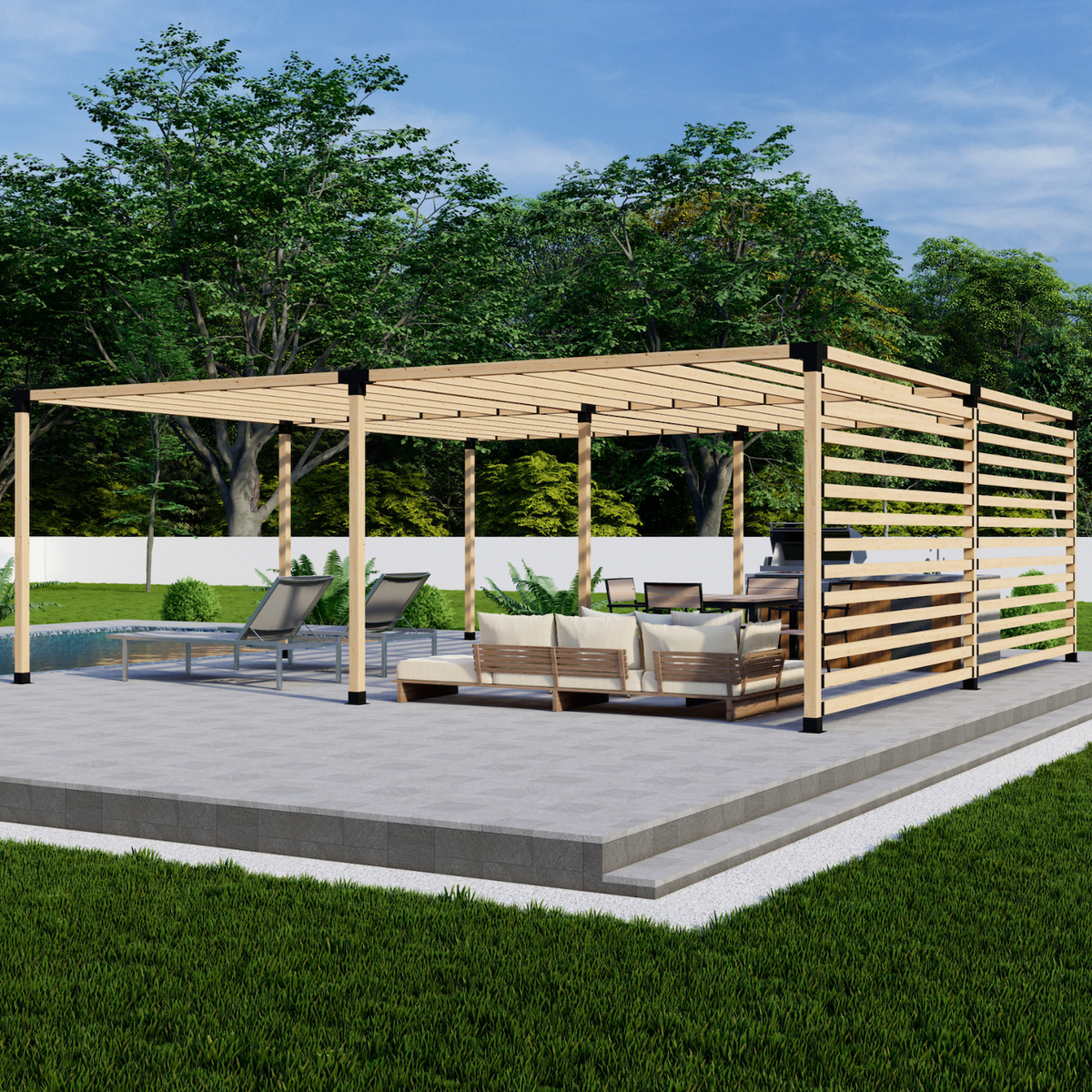 Kit DIY de pergola couverte pour cuisine extérieure