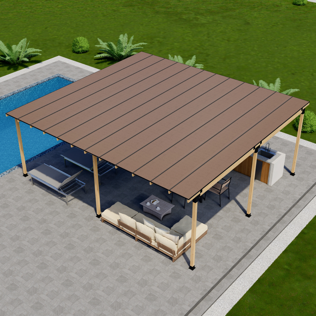 Kit pour construire une grande couverture de terrasse avec toit plein