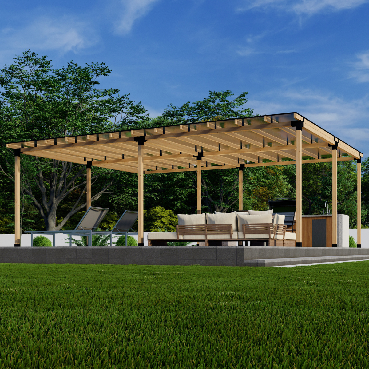 Kit pour construire une grande couverture de terrasse avec toit plein