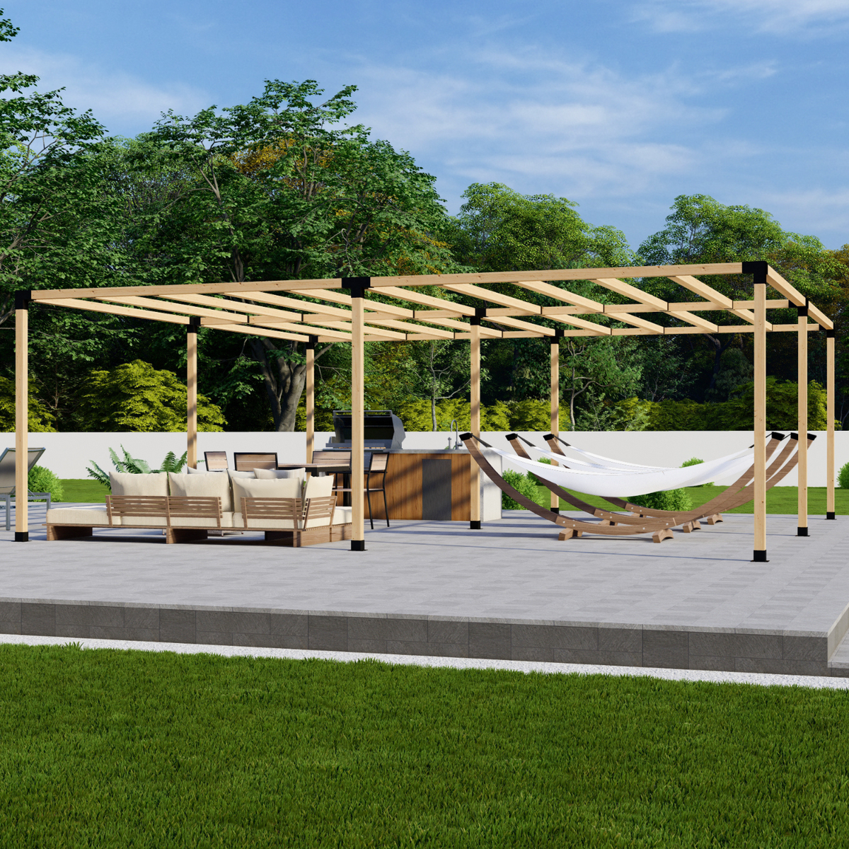 Kit de supports pour pergola moderne en métal et bois