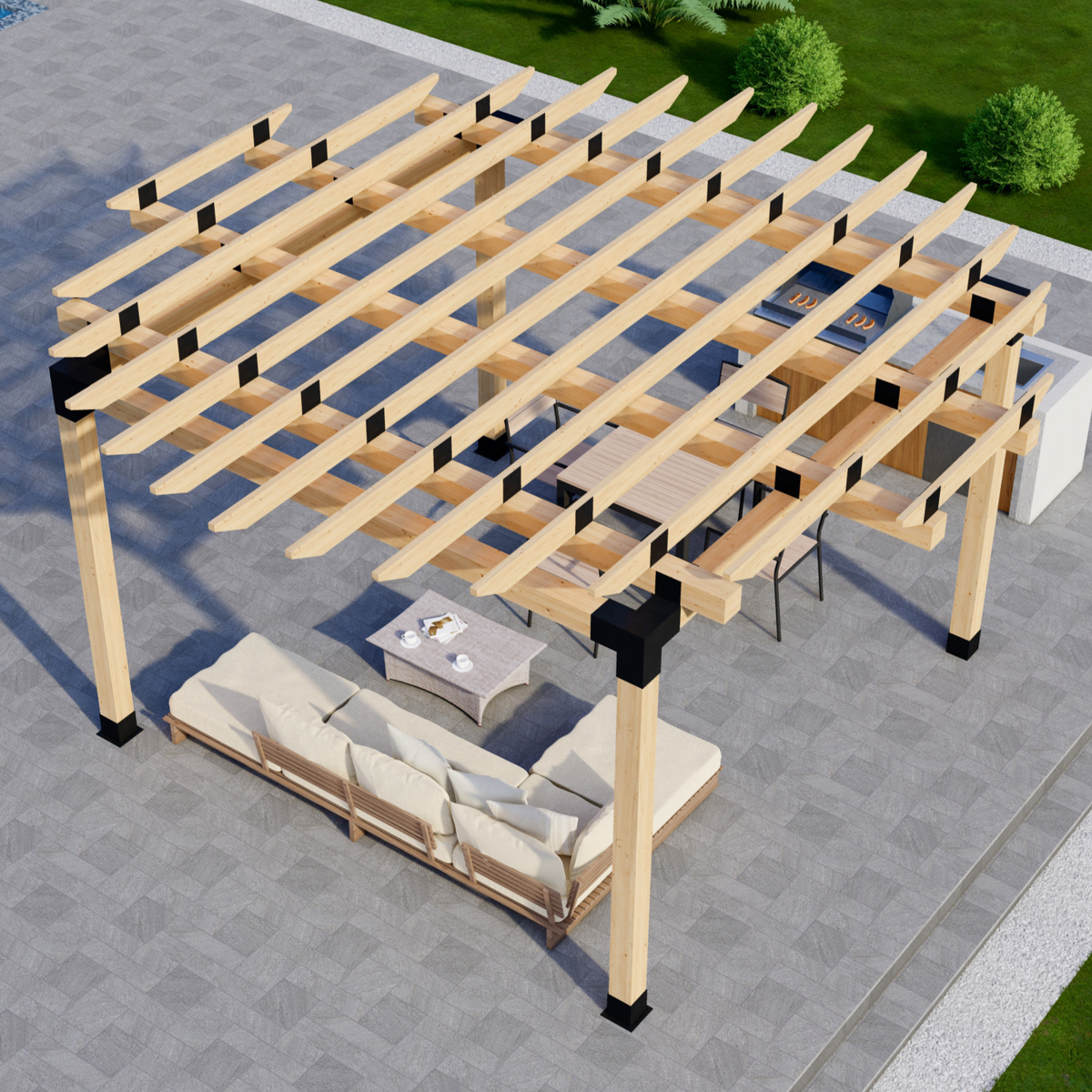 Kit DIY pour pergola à toit rond sur terrasse ronde – Toute taille jusqu’à 12' x 12'