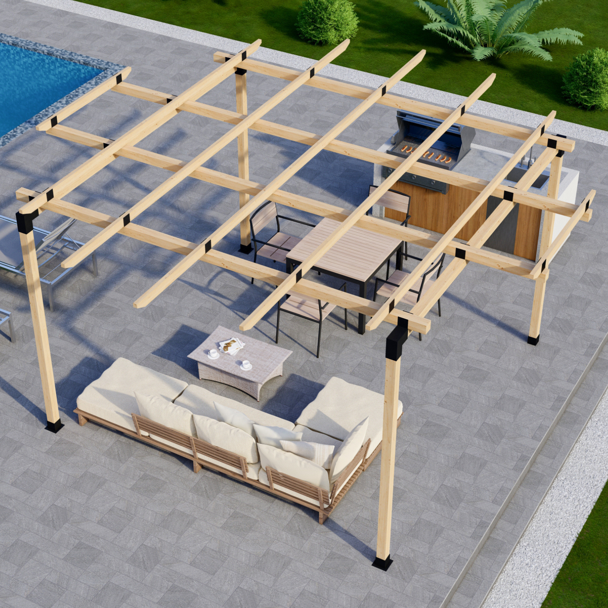 Kit pour pergola ronde avec toit – Toute taille jusqu’à 12' x 12'