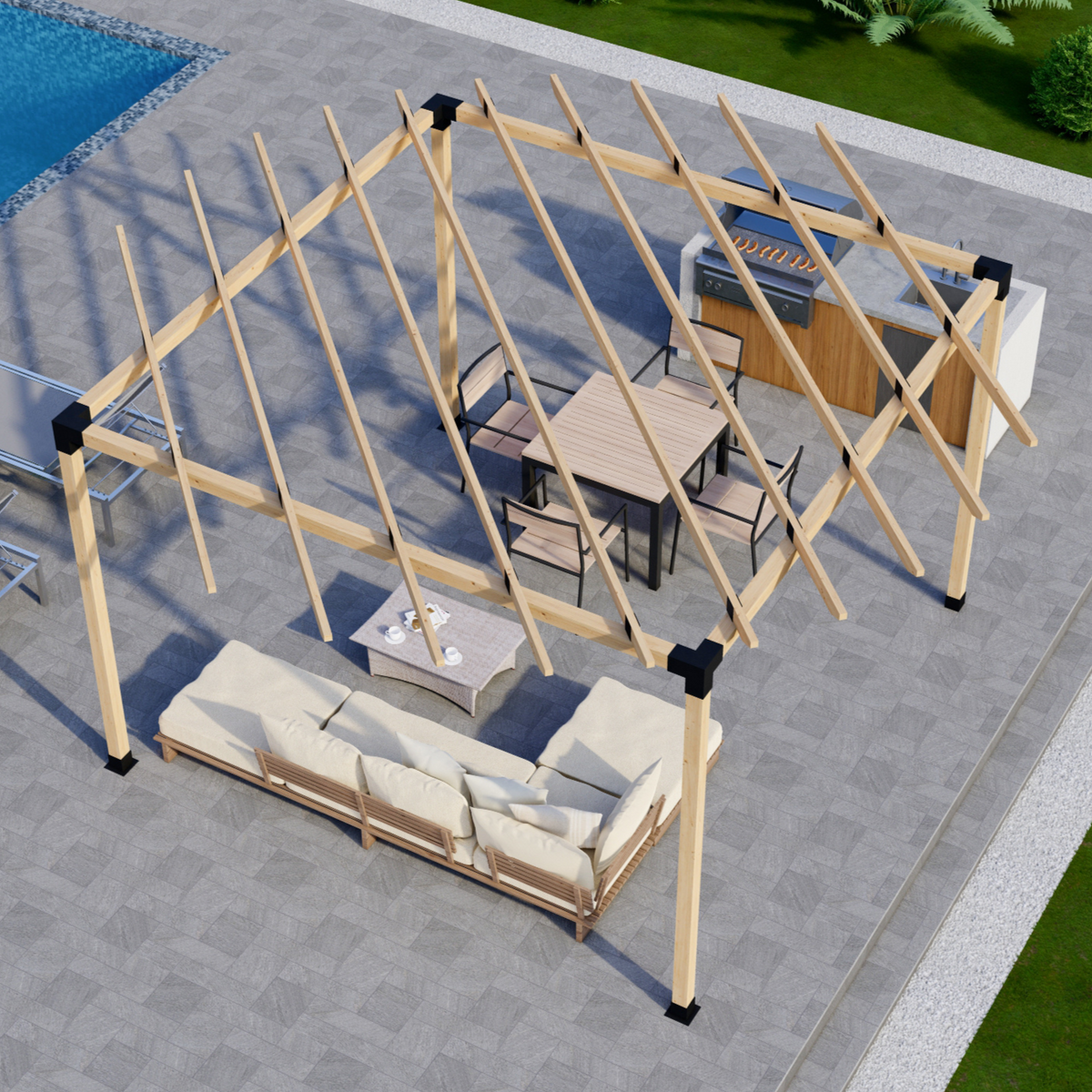 Kit de supports pour pergola ronde en bois – Toute taille jusqu’à 12' x 12'