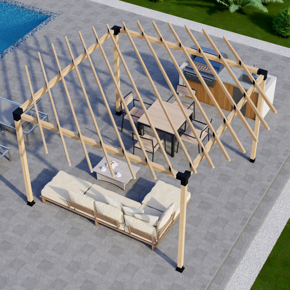 Kit DIY pour pergola ronde avec toit – Toute taille jusqu’à 12' x 12'