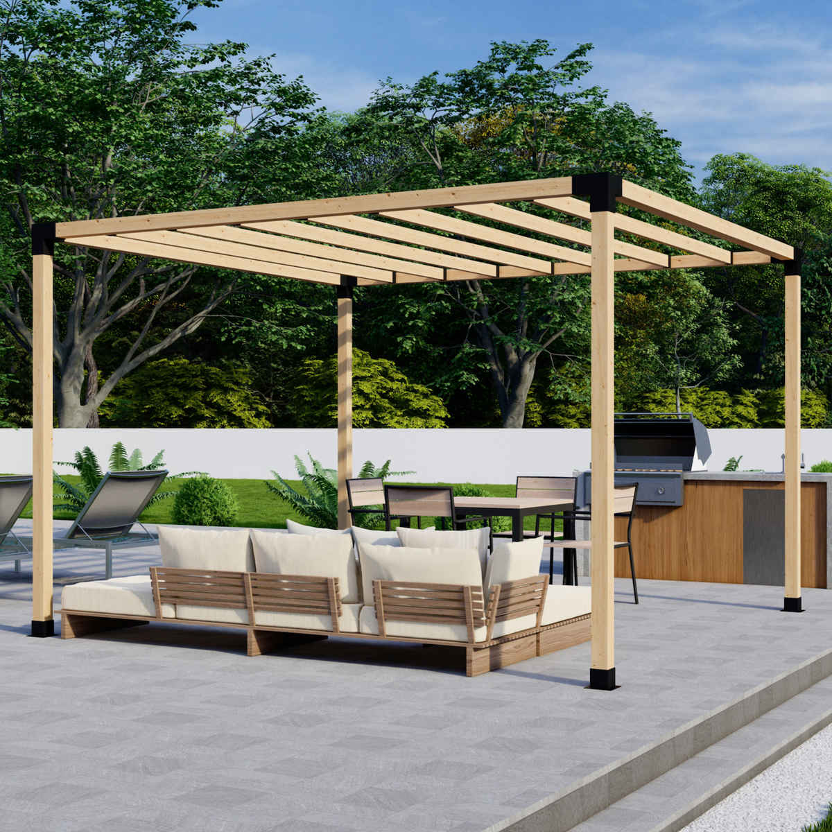 Kit DIY de supports pour pergola autoportante à toit à lattes – Toute taille jusqu’à 12' x 12'