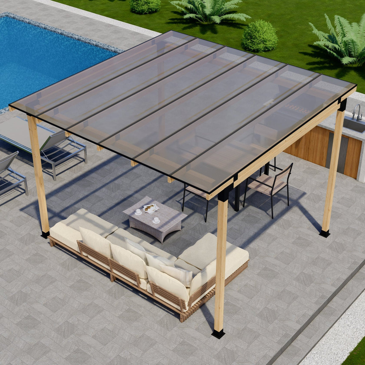 Kit DIY de couverture de terrasse 12' x 12' avec toit en polycarbonate