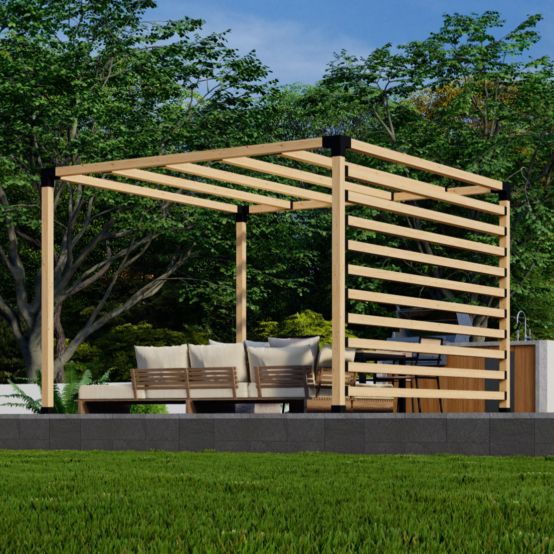 Kit pour pergola autoportante près de la maison ou dans le jardin