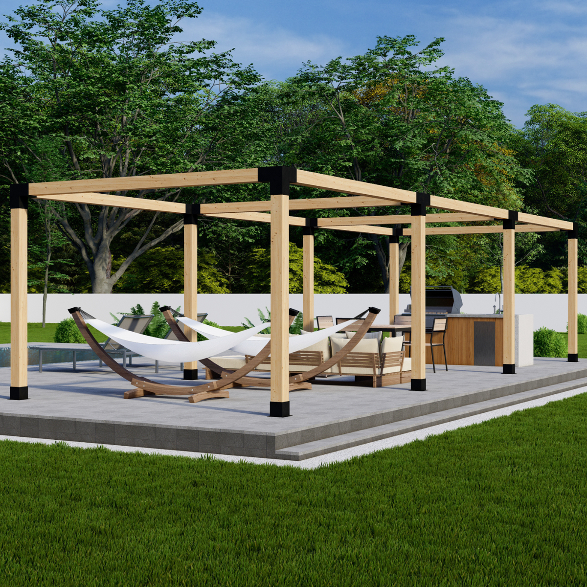 Kit de supports pour structure en bois de pergola