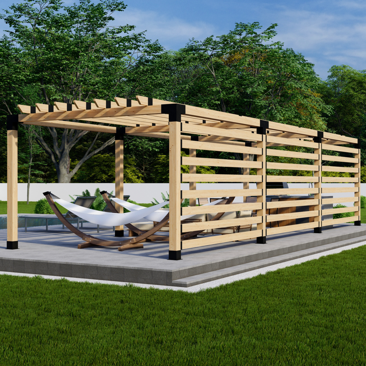 Kit pour pergola avec parois d’ombrage d’intimité