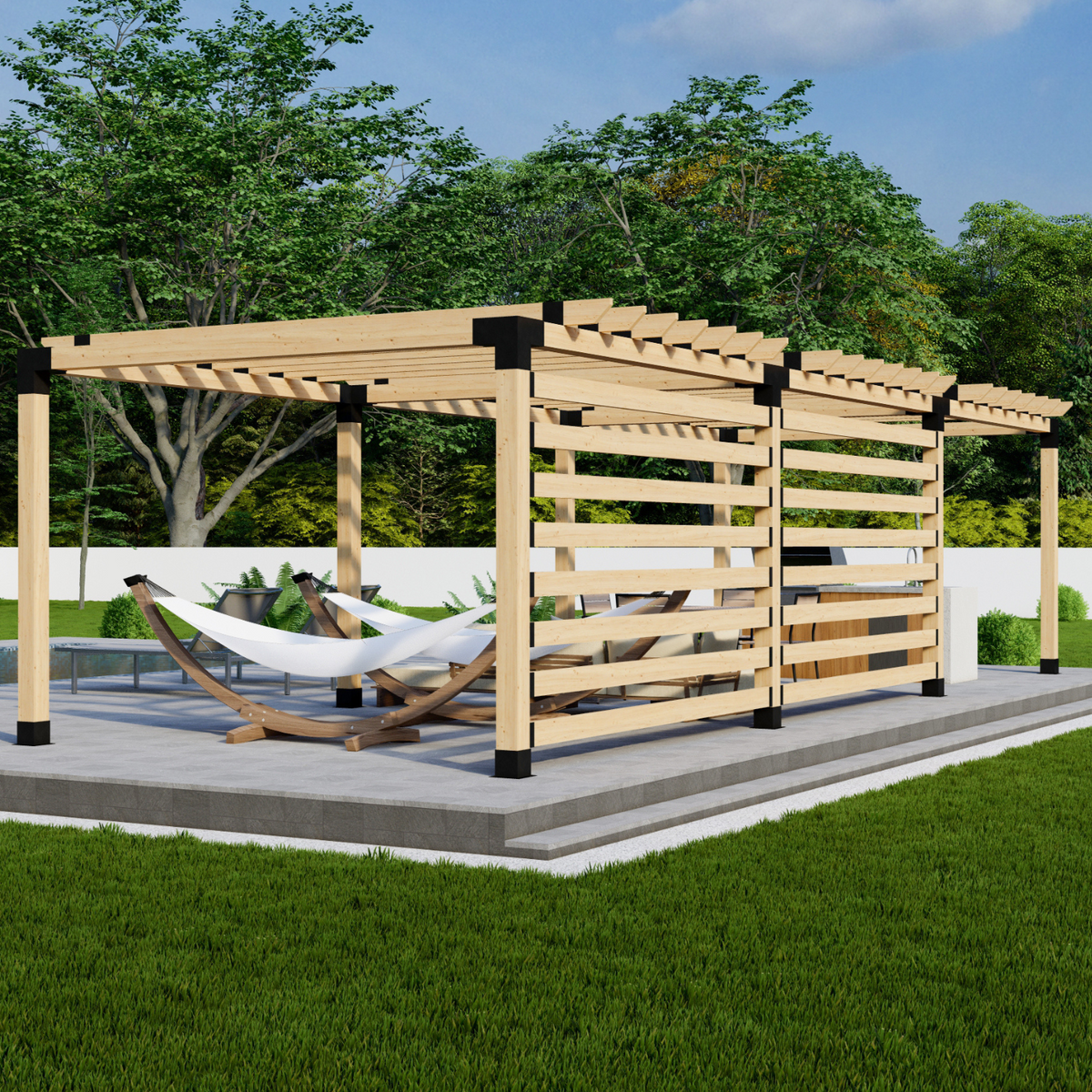 Kit de très grande pergola avec supports 4x4 ou 6x6