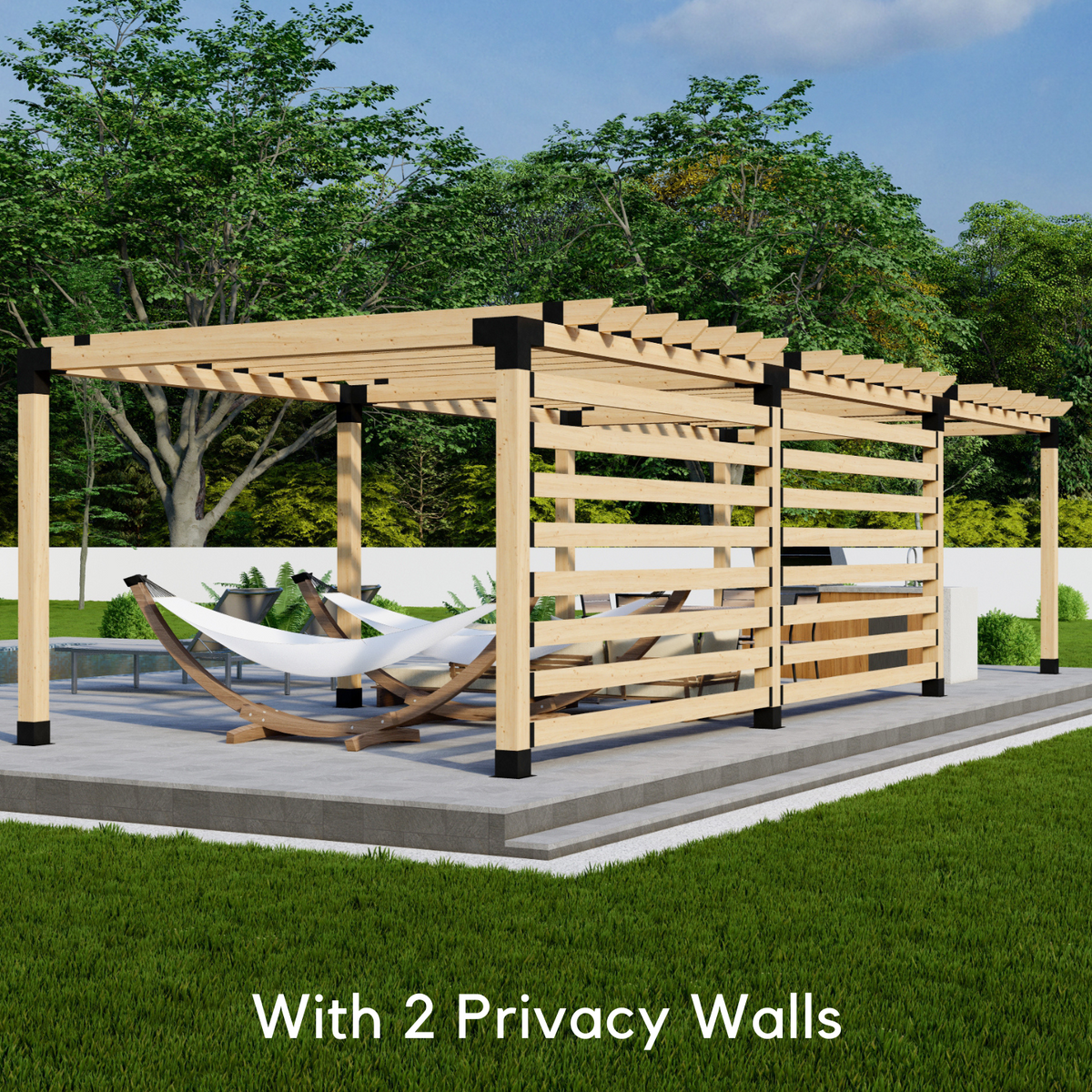 Kit pour construire une pergola autoportante au milieu du jardin