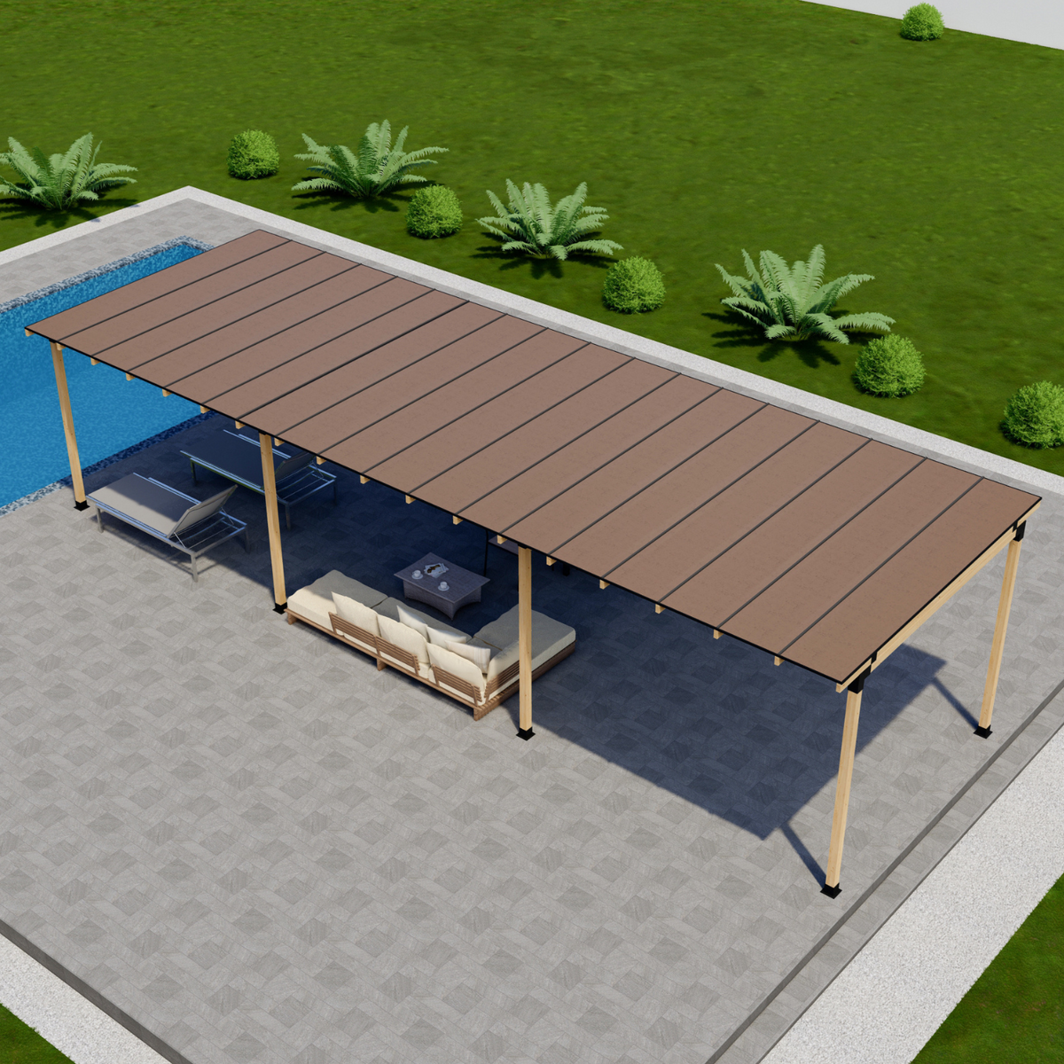 Kit de toit transparent pour terrasse (ou blanc ou bronze)