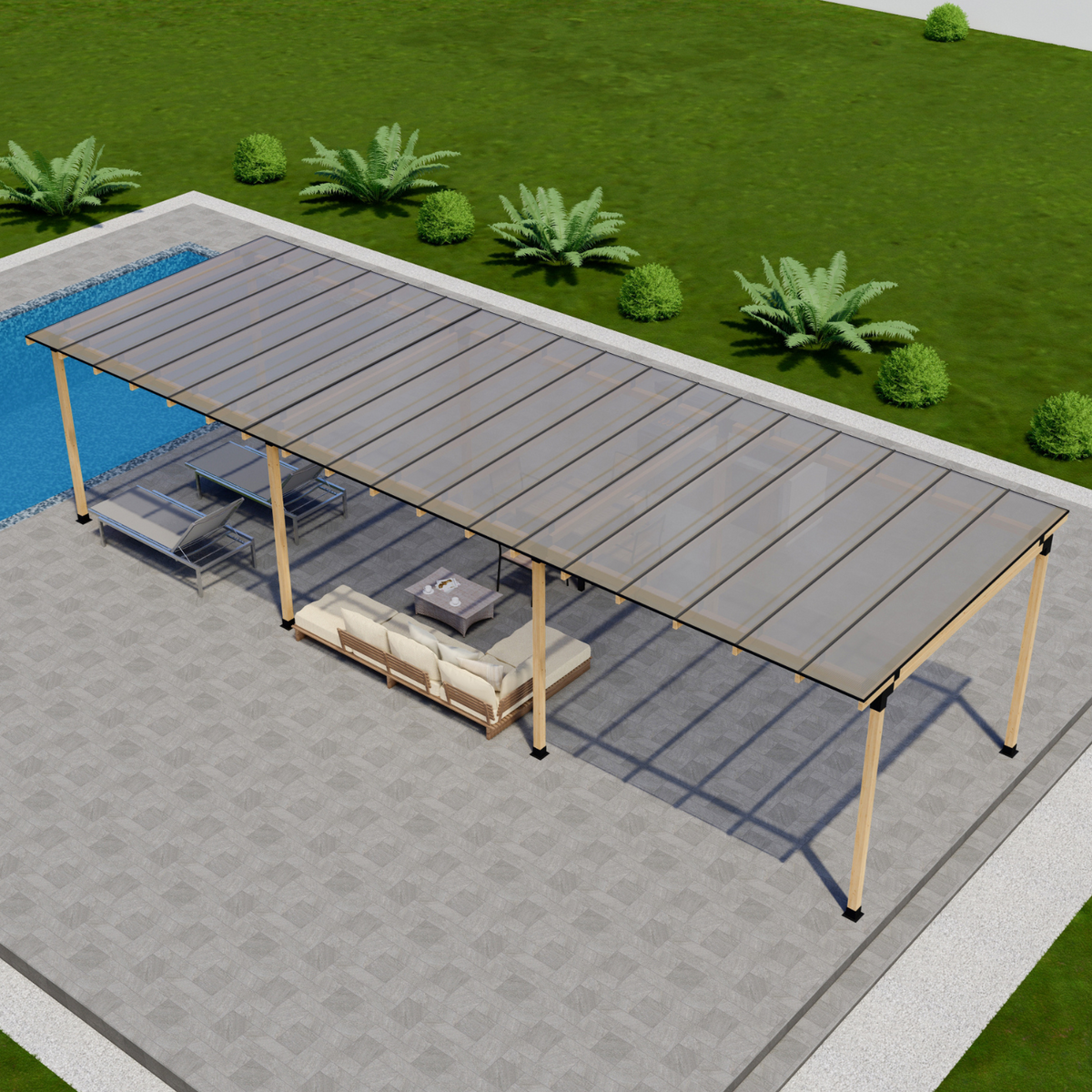 Kit de toit transparent pour terrasse (ou blanc ou bronze)