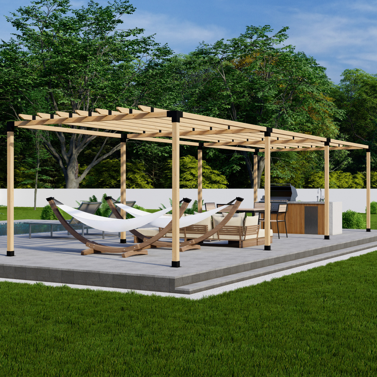 Kit de supports pour pergola extérieure en bois avec toit