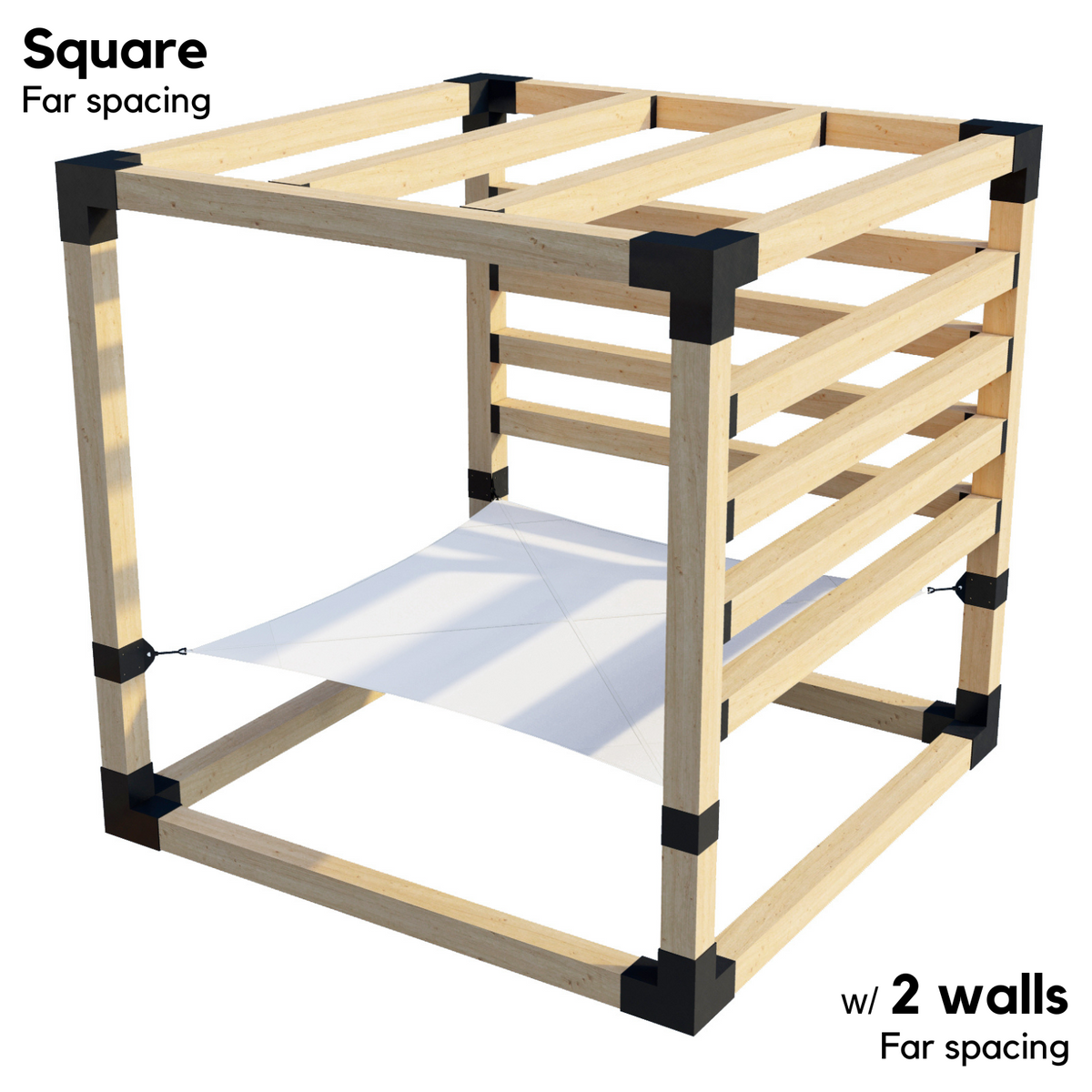 Kit de pergola avec hamac 2 places et chevrons de toit 6x6 (pour poteaux en bois 6x6)