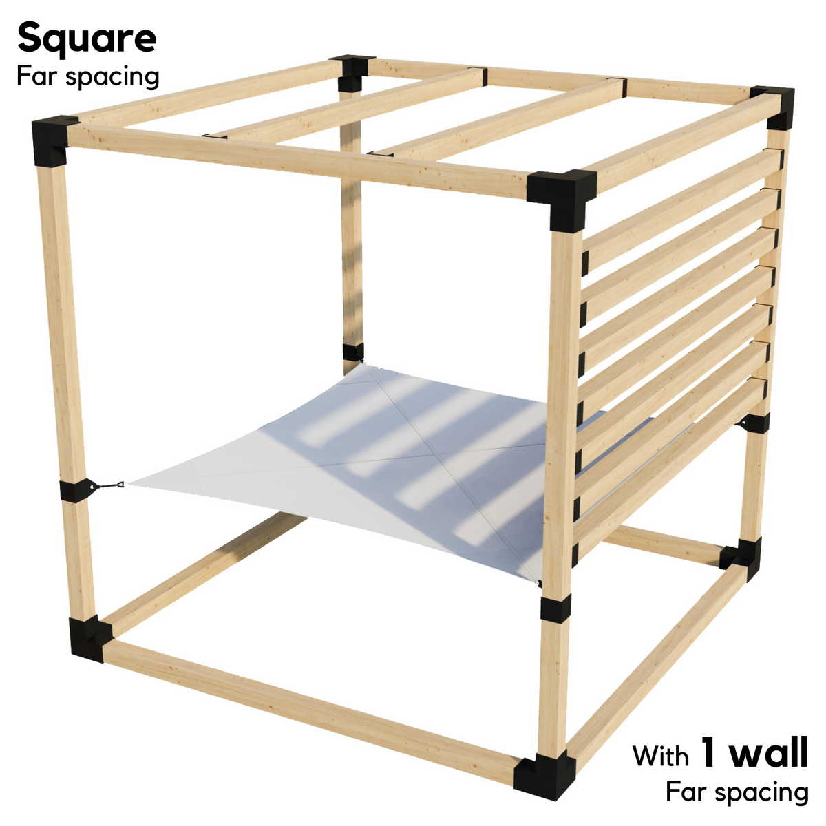 Kit de pergola avec hamac 2 places et chevrons de toit 4x4 (pour poteaux en bois 4x4)