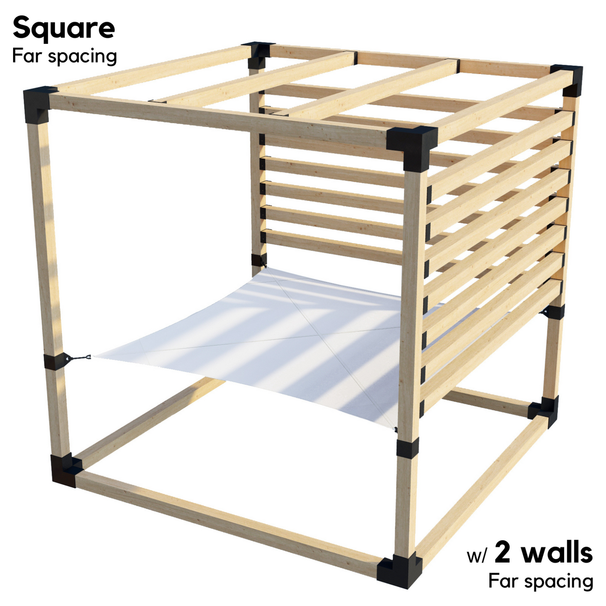 Kit de pergola avec hamac 2 places et chevrons de toit 4x4 (pour poteaux en bois 4x4)
