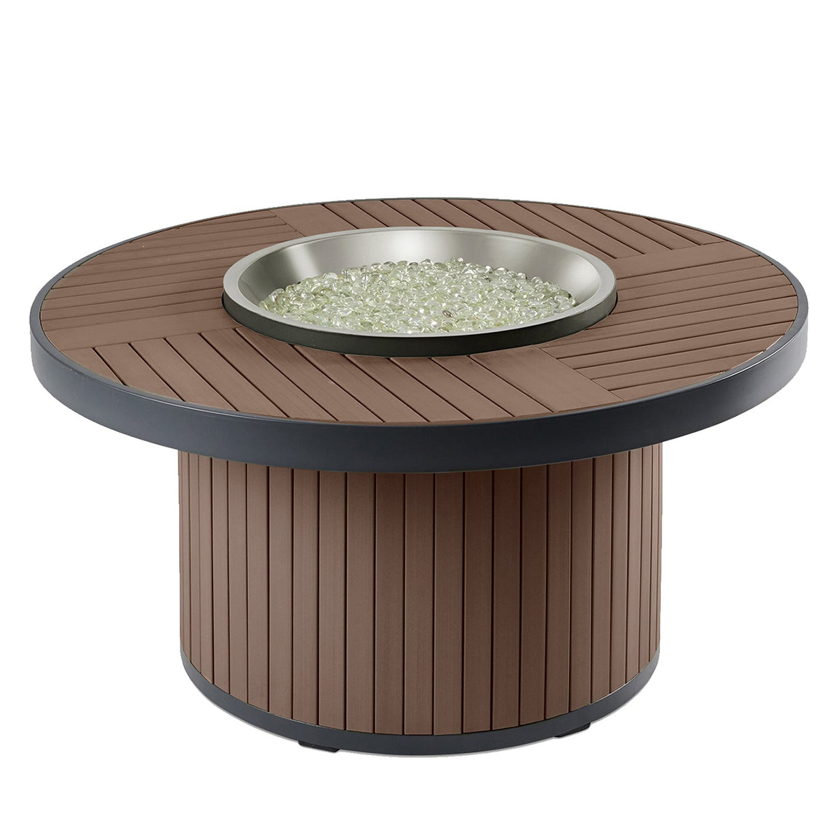 Kenwood – Table brasero ronde hauteur conversation avec pare-feu en verre – KW-20-19-K/GG-20R